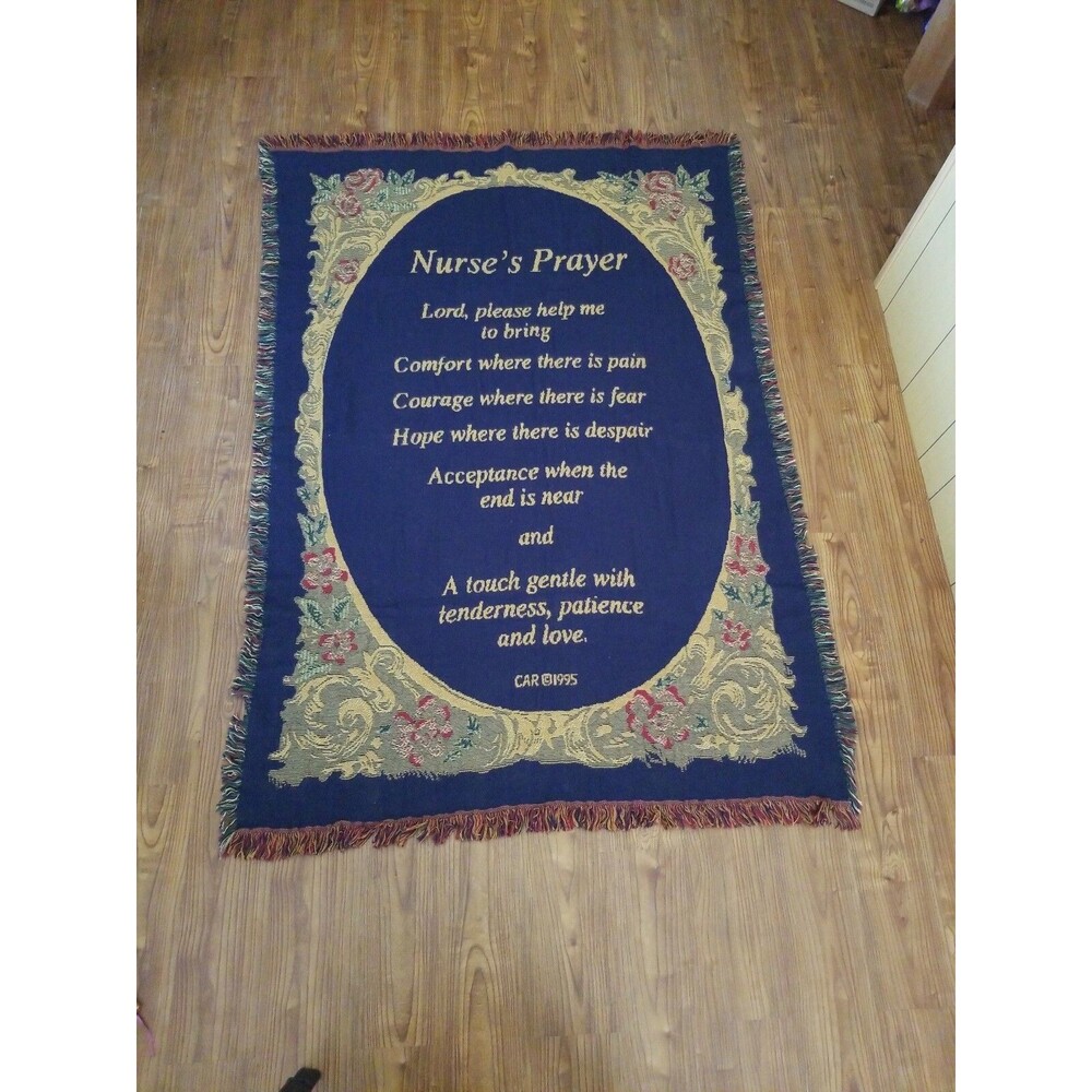 VINTAGE - THE RUG BARN Woven blanket Throw 46" x 65" Nurse's Prayer
